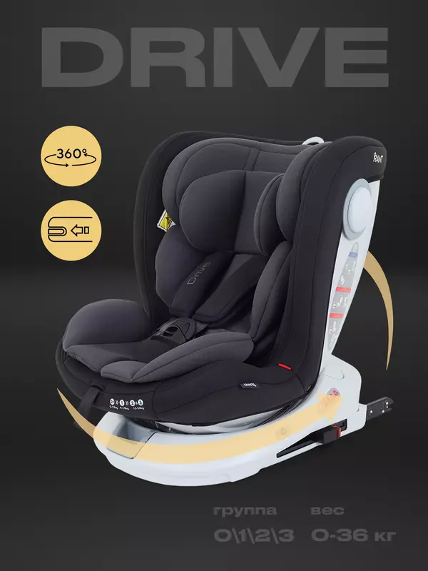 Автокресло Rant Drive Isofix 0/1/2/3 (0-36 кг) Grey